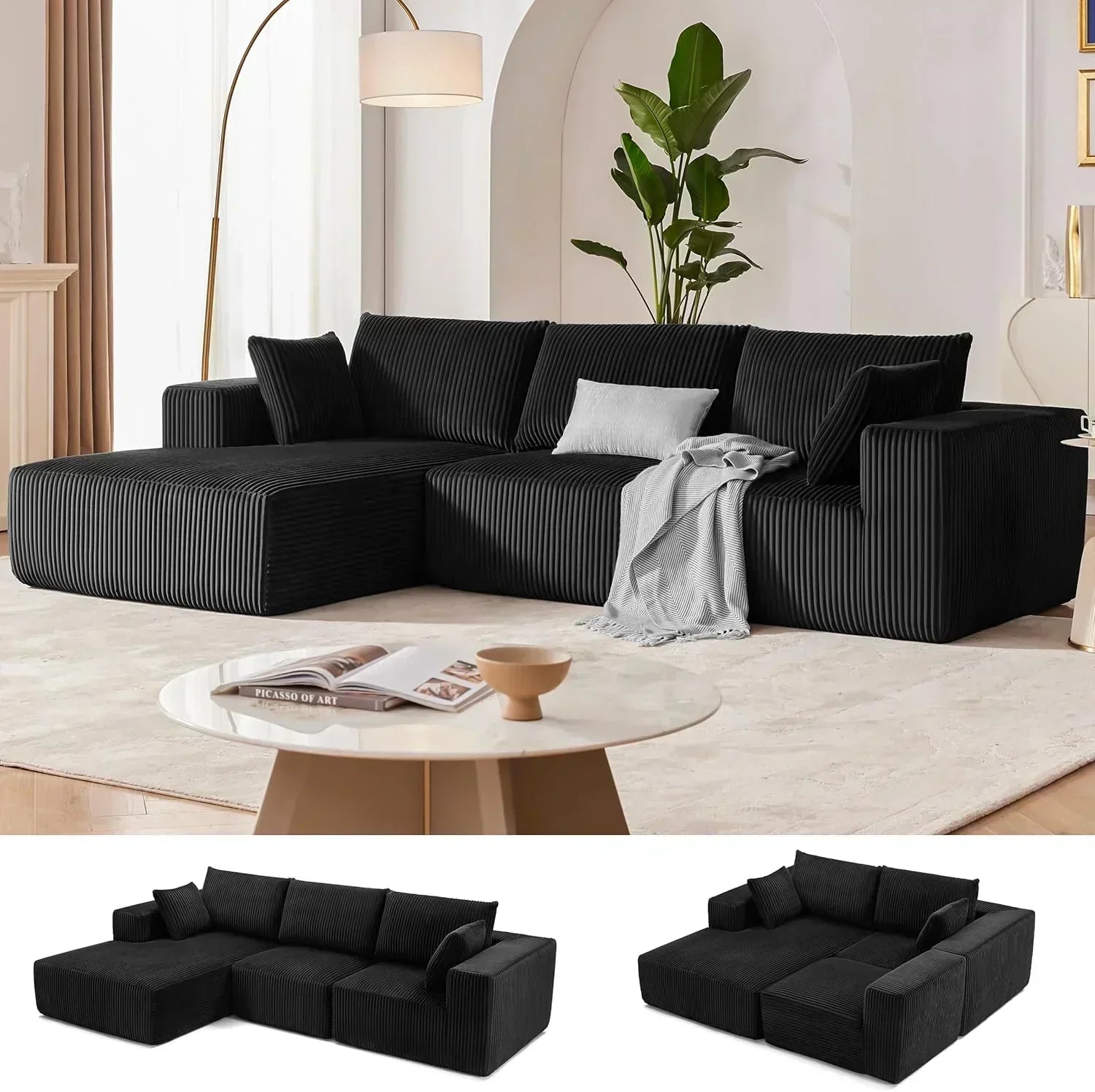 108-inch modular sofa cloud modular sofa with deep seat and reclining chair upholstered sofa wourant