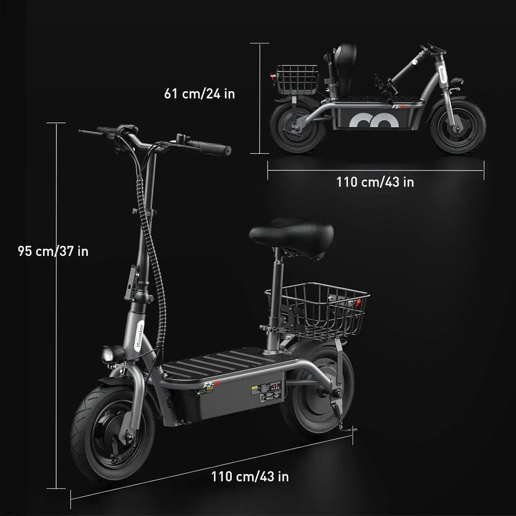 iScooter electric scooter with seat 28/19/15.6 mph top speed dual suspension scooter wourant