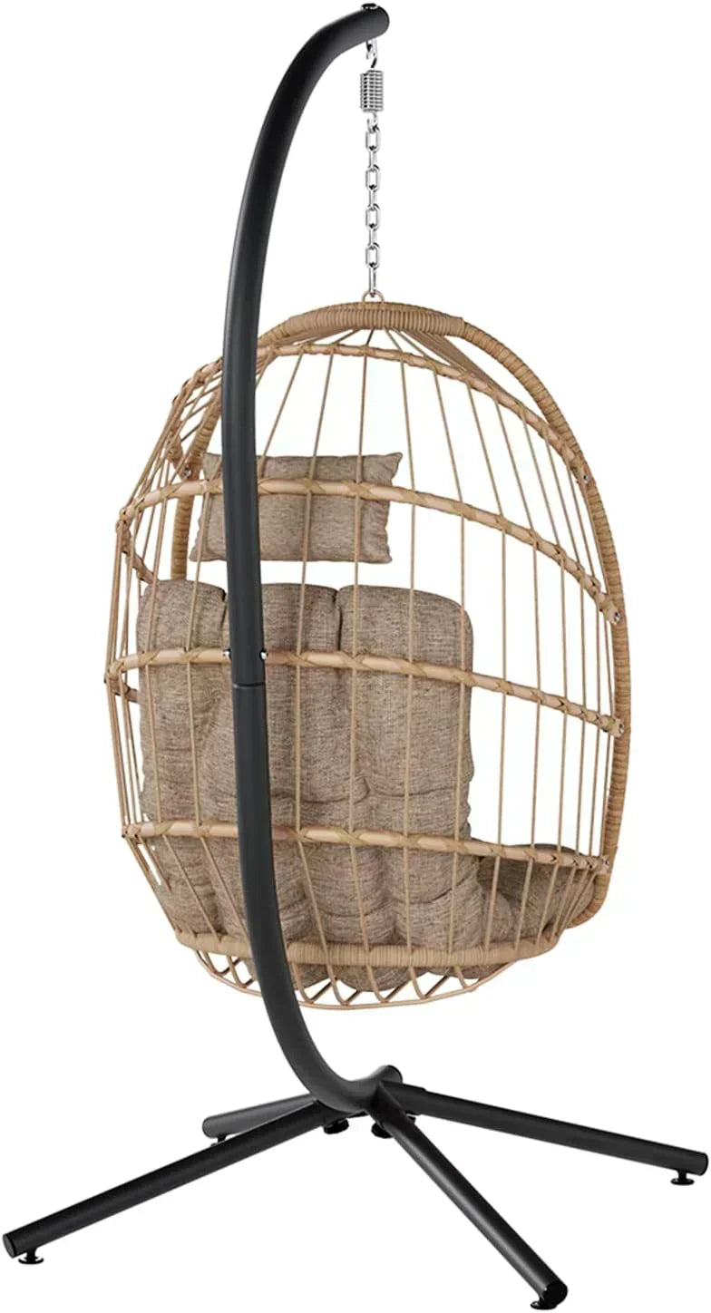 SWITTE Egg Chair Outdoor with Stand Indoor Wicker Hanging Egg Swing Chair with Cushion wourant