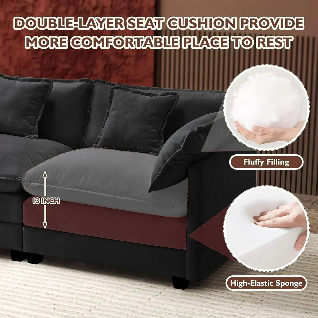 ihanherry 146-inch U-shaped modern sofa modular area cloud sofa wourant