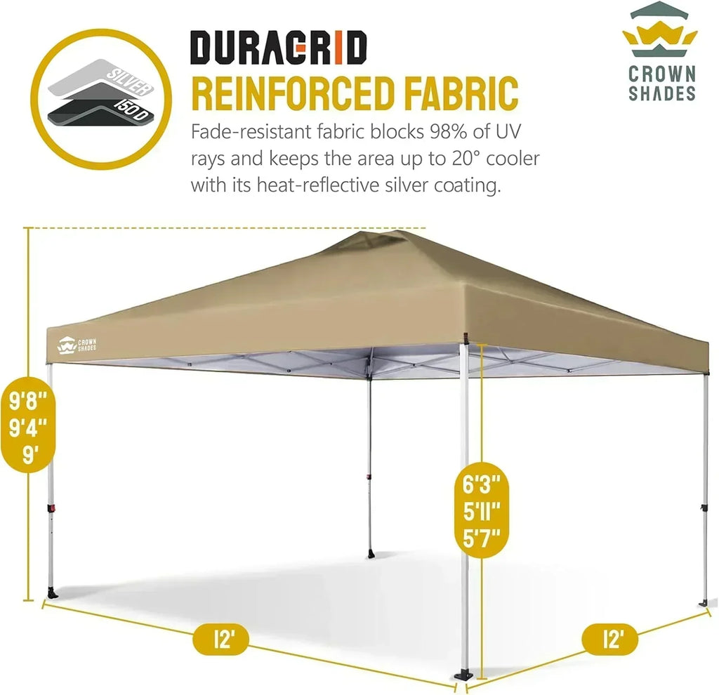 10x10 Pop-Up Awning One-Click Installation Beach Tent Outdoor Sunshade Silver Coated Top wourant