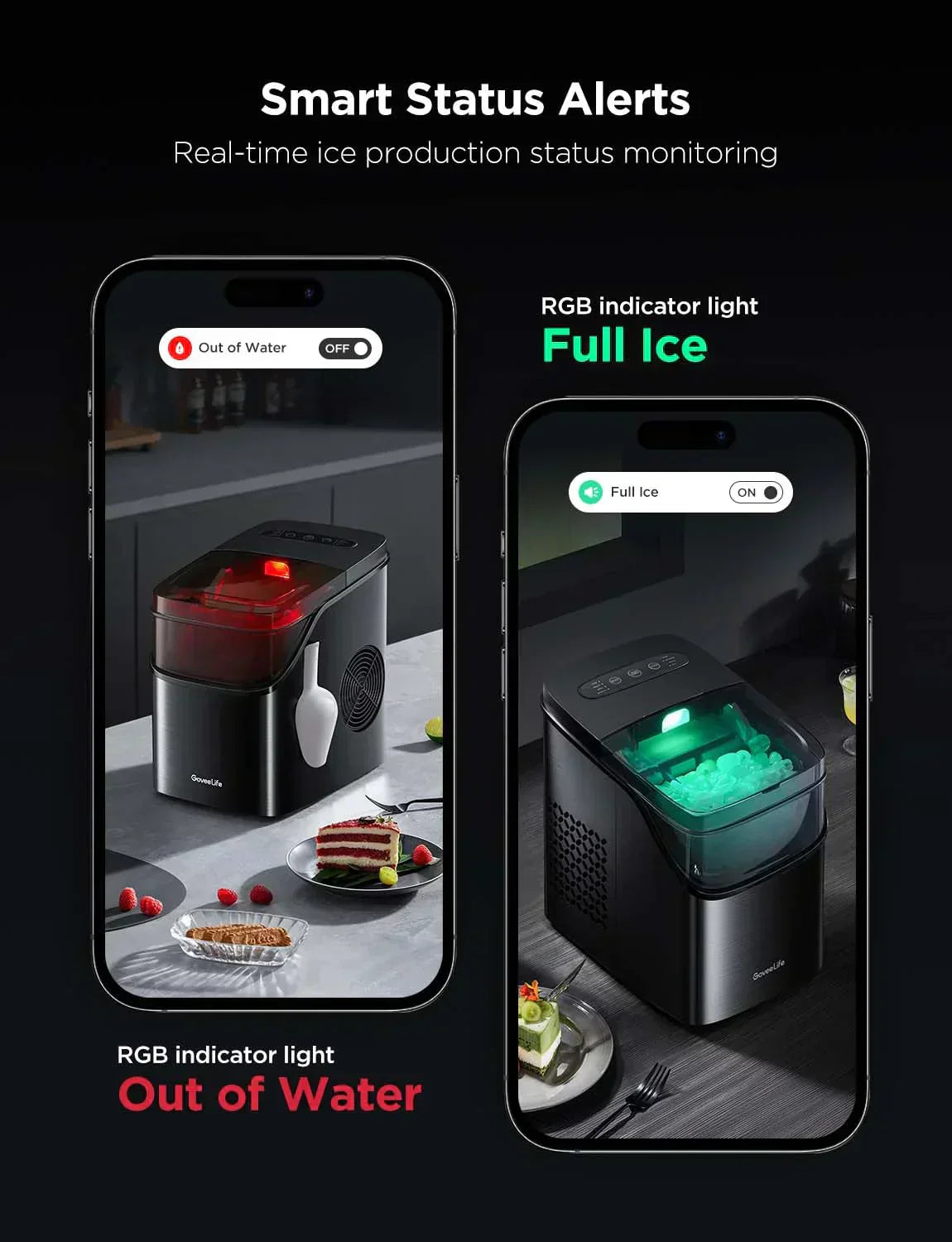 GoveeLife Smart Ice Maker Countertop Portable Ice Machine with Voice Control 9 Ice Cubes wourant