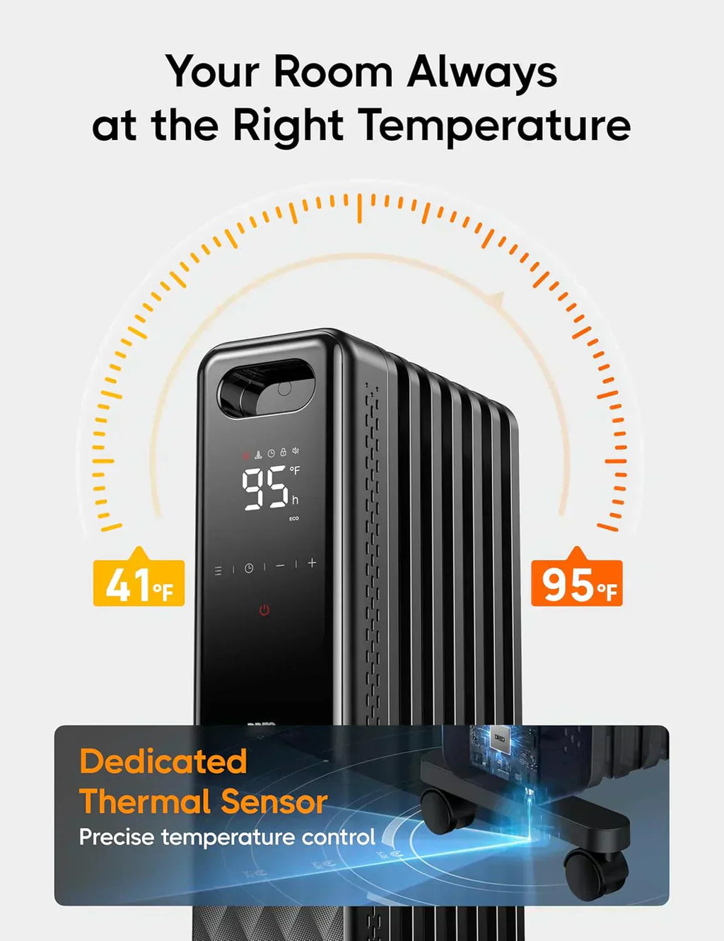 Indoor electric radiant heater with overheat and tip-over protection digital thermostat wourant