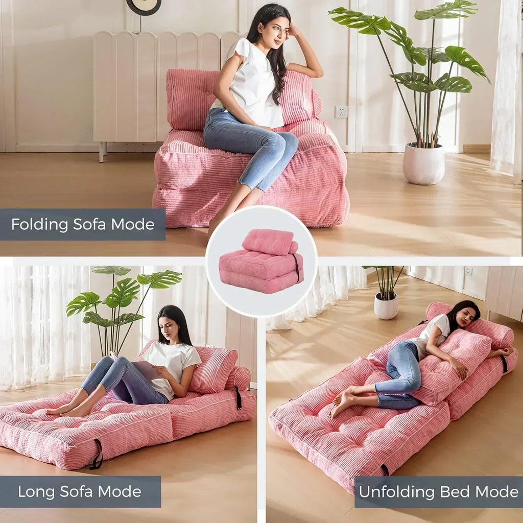 MAXYOYO Folding Sofa Bed Convertible Sleeper Chair with Pillow Foldable Mattress with Back Support wourant