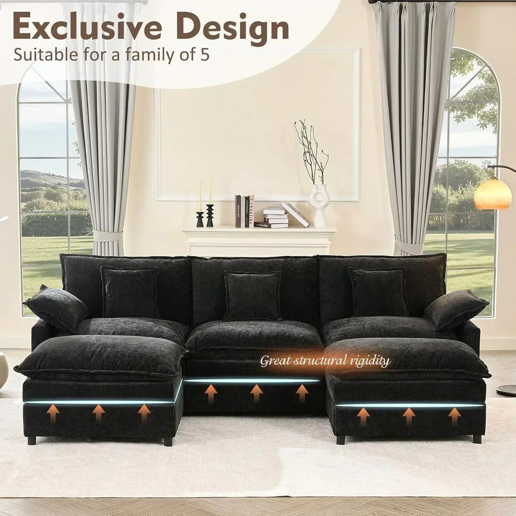 108 Inch U Shape Sofa Sectional Sofa Comfortable Cloud Sofa Living Room Deep Seat Sofa wourant