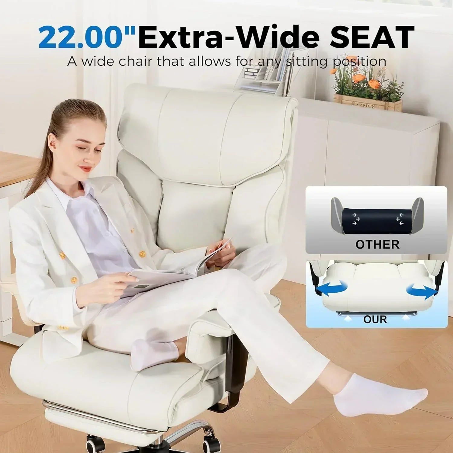 Large Tall Gaming Chair 400 lb Heavy Duty Office Chair wourant