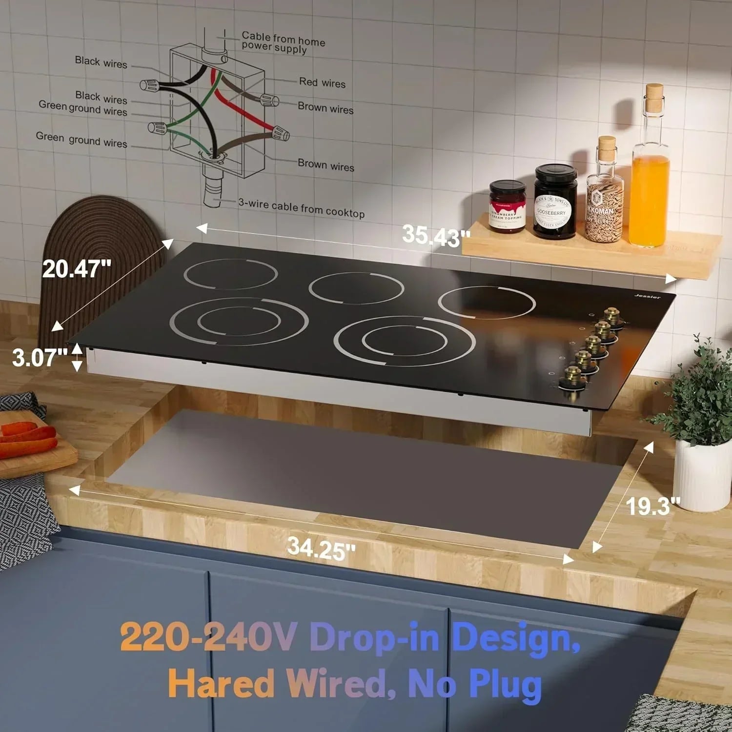 Electric Cooktop 30 Inch - 5 Burners Built-in Ceramic Cooktop 30" Electric Stove Top wourant