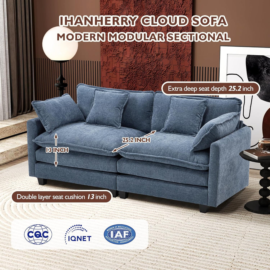 ihanherry 146-inch U-shaped modern sofa modular area cloud sofa wourant