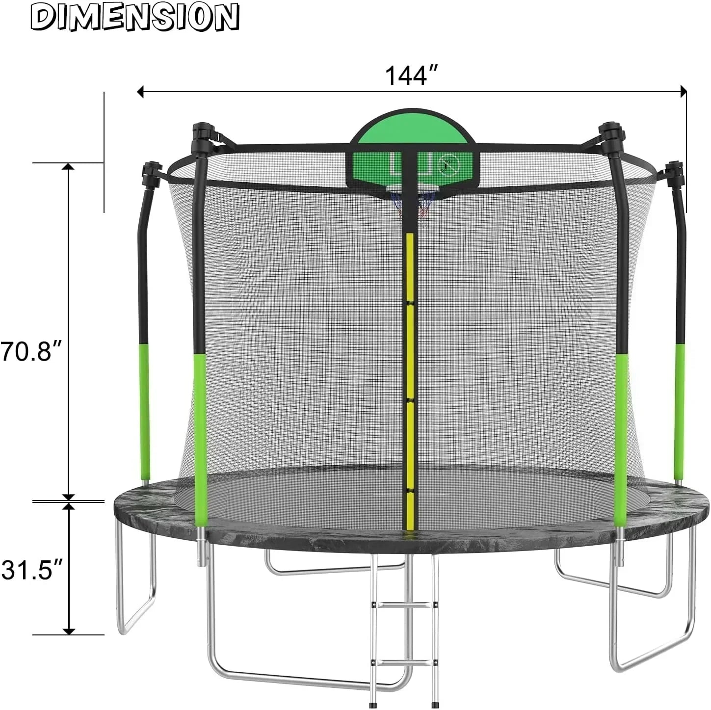 AOTOB 8FT 10FT 12FT 14 FT 15FT Trampoline with Safety Enclosure Net Outdoor Trampoline wourant