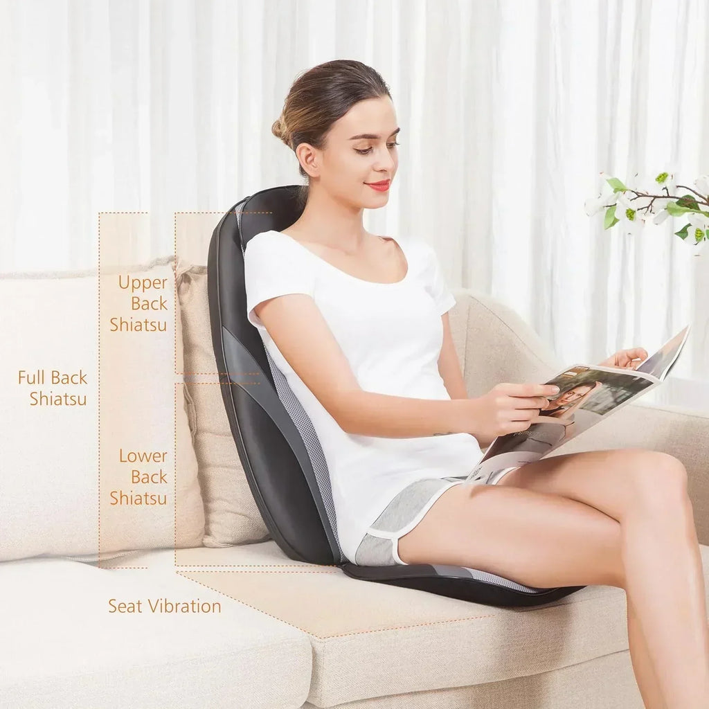 Snailax Shiatsu Massage Cushion with Heat Massage Chair Pad Kneading Back Massager for Home wourant