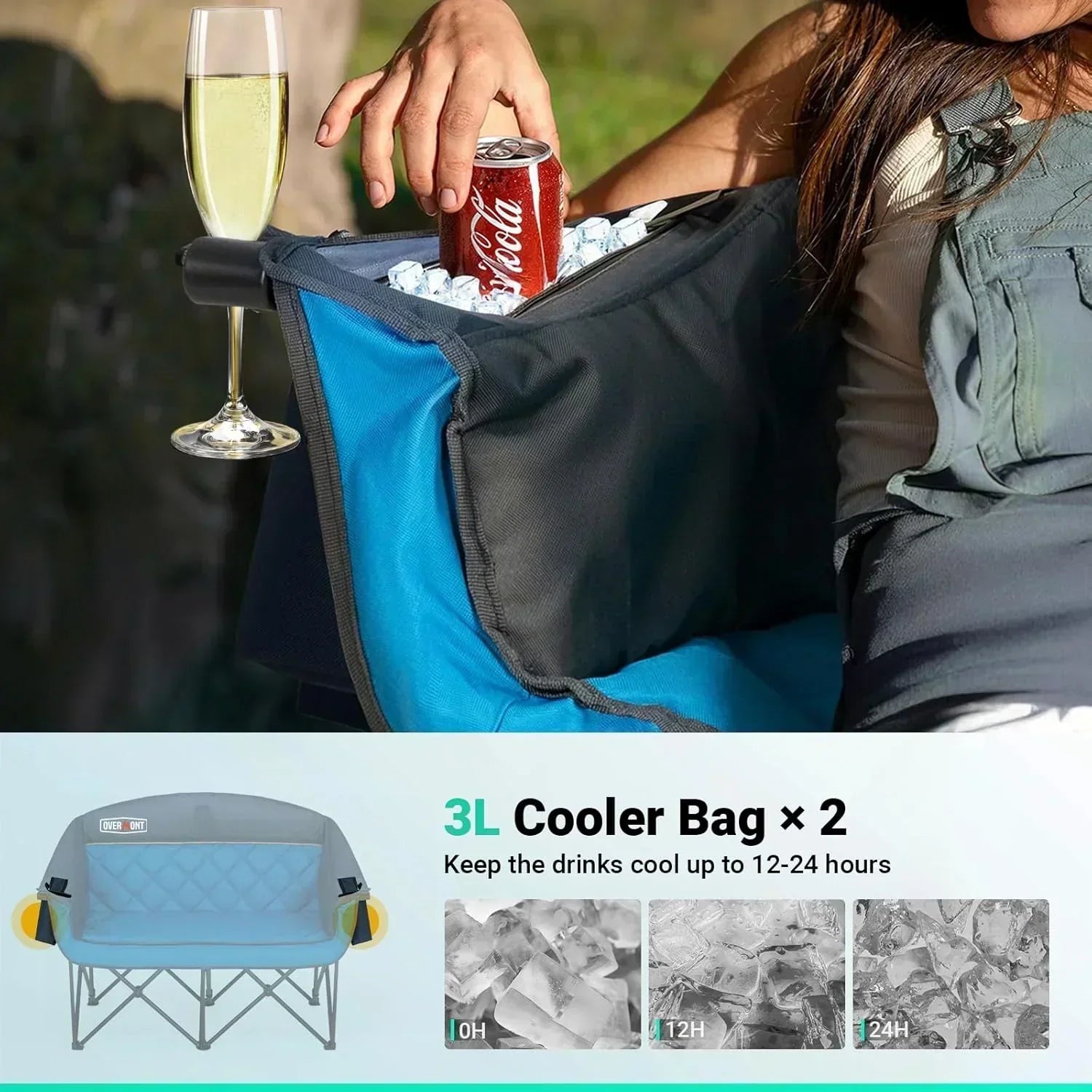 Extra Large Double Camping Chair 2 Person Comfortable Sofa Chair Adult Loveseat Lawn Chair wourant