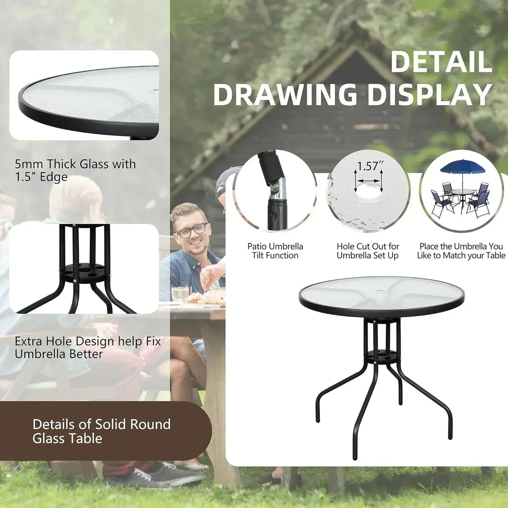 Vongrasig 6 Piece Folding Patio Dining Set Small Metal Outdoor Garden Patio Table and Chair Set wourant
