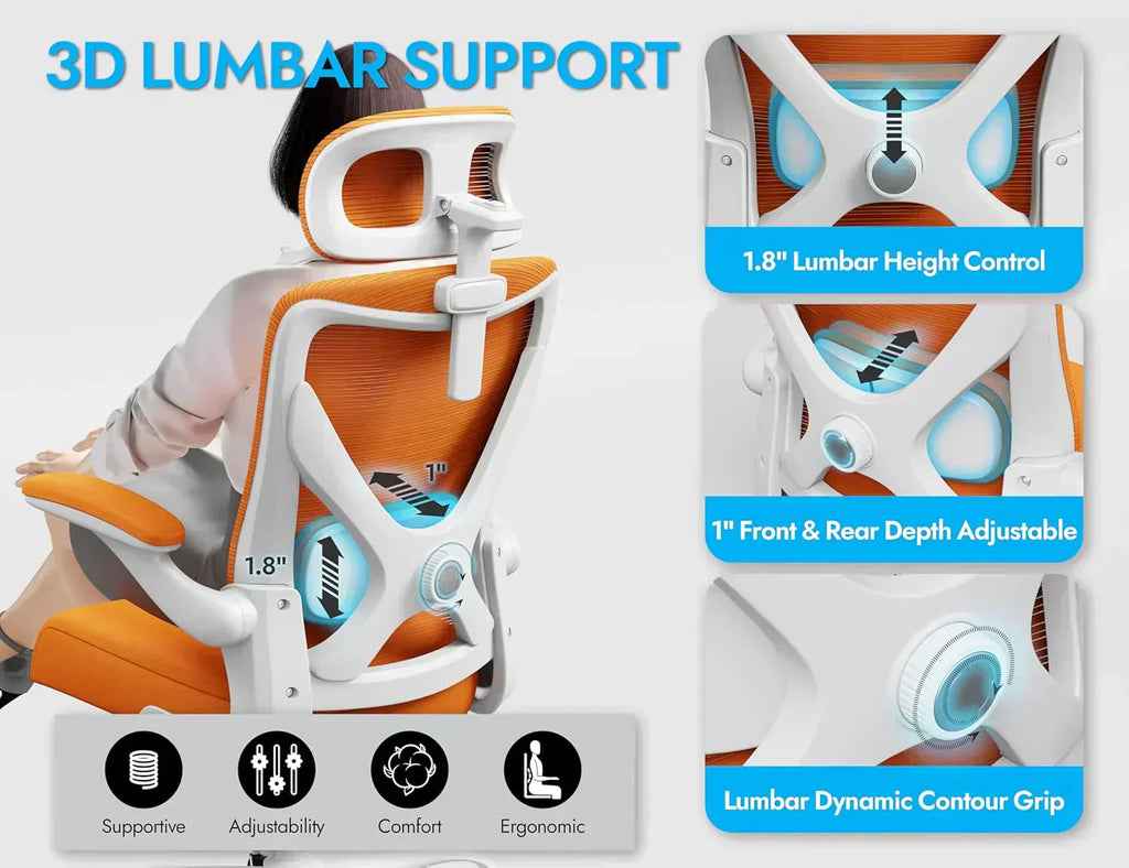 Office computer desk and chair gaming chair with lumbar support and headrest wourant