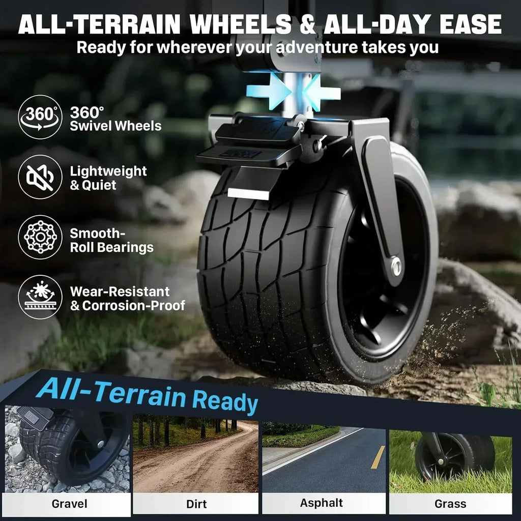 48" Extra Large Folding Travel Cart 560 lb Capacity 350 L Heavy Duty Utility Cart with Brakes wourant