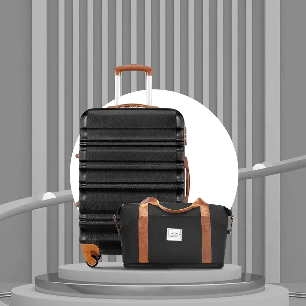 LONG VACATION 6 Piece Luggage Set Carry on Suitcase with ABS+PC hardshell Spinner Wheels wourant