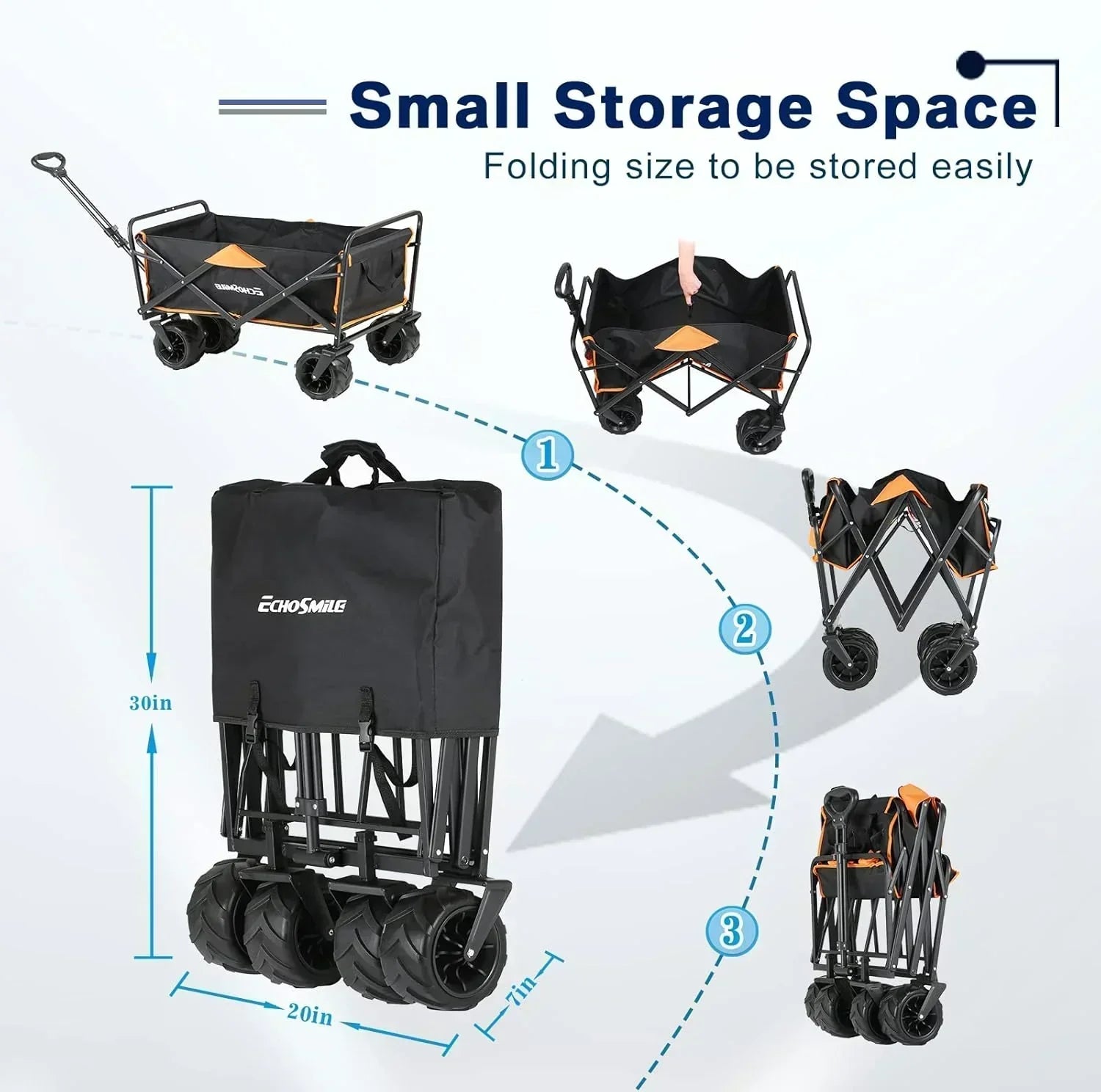 Heavy Duty 350 lb Capacity Foldable Caravan Outdoor Folding Camping Caravan Portable Grocery Cart wourant