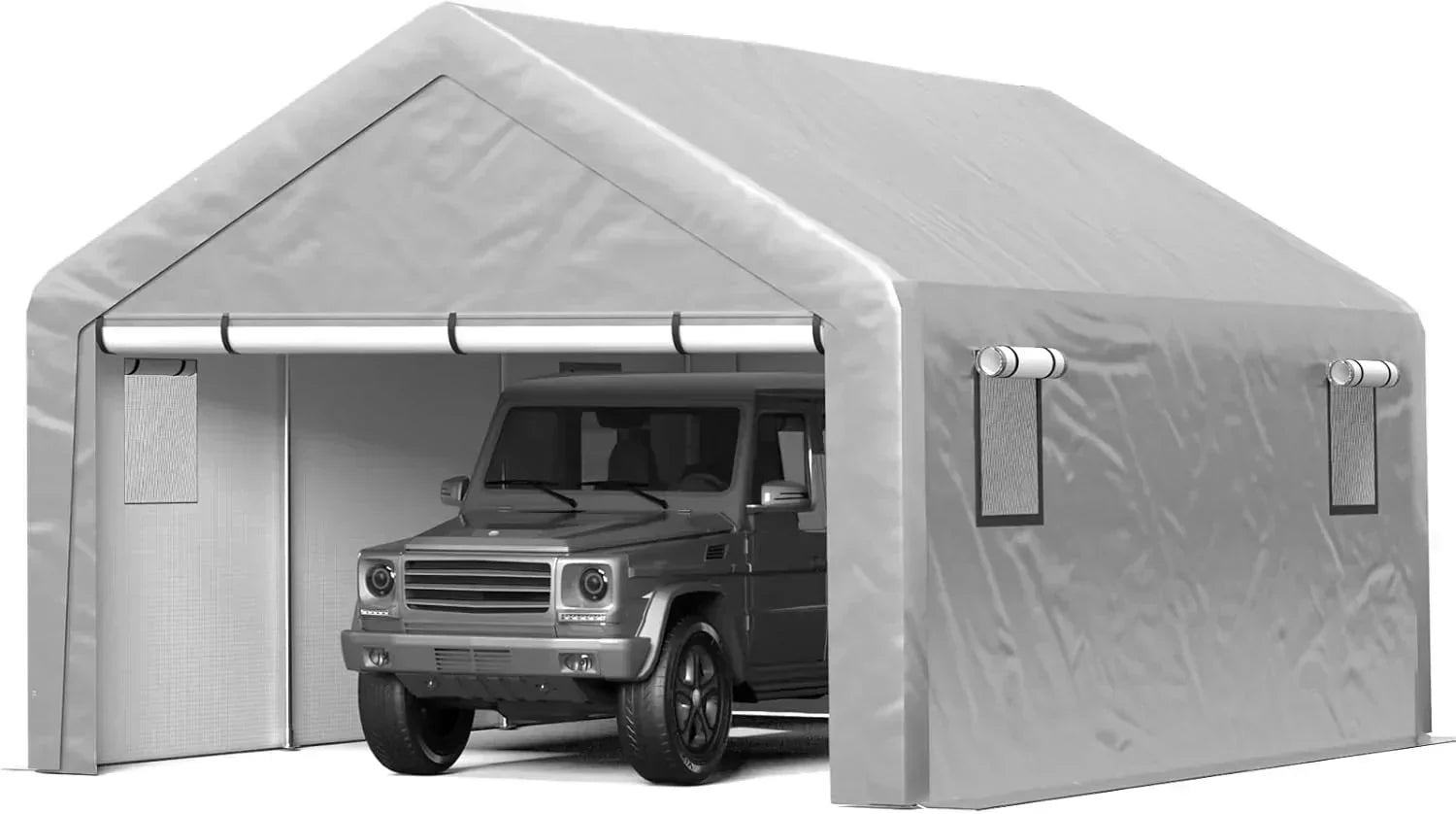 6x8 ft Heavy Duty Carport Tent Portable Garage Removable Side Walls Four Seasons Tarpaulin wourant