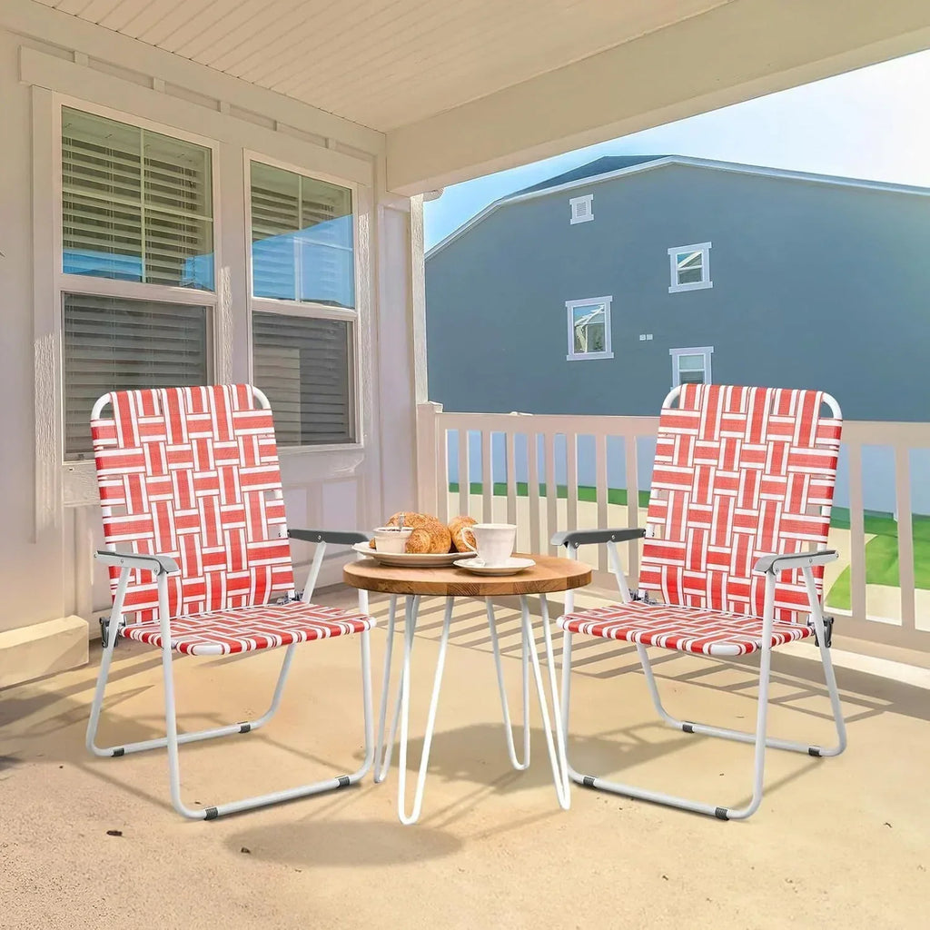 VINGLI Patio Lawn Webbed Folding Chairs Set of 2 Outdoor Beach Portable Lawn Chair wourant