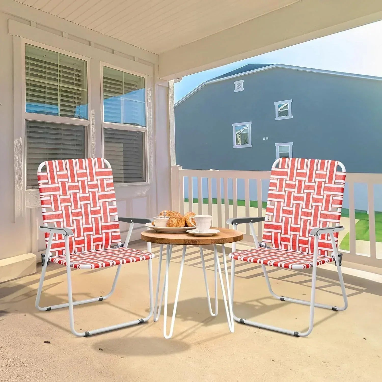VINGLI Patio Lawn Webbed Folding Chairs Set of 2 Outdoor Beach Portable Lawn Chair wourant
