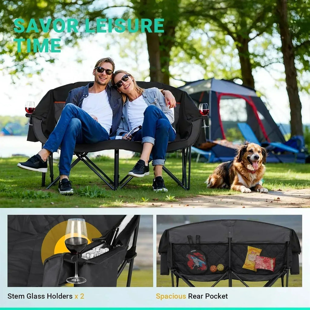 Extra Large Double Camping Chair 2 Person Comfortable Sofa Chair Adult Loveseat Lawn Chair wourant