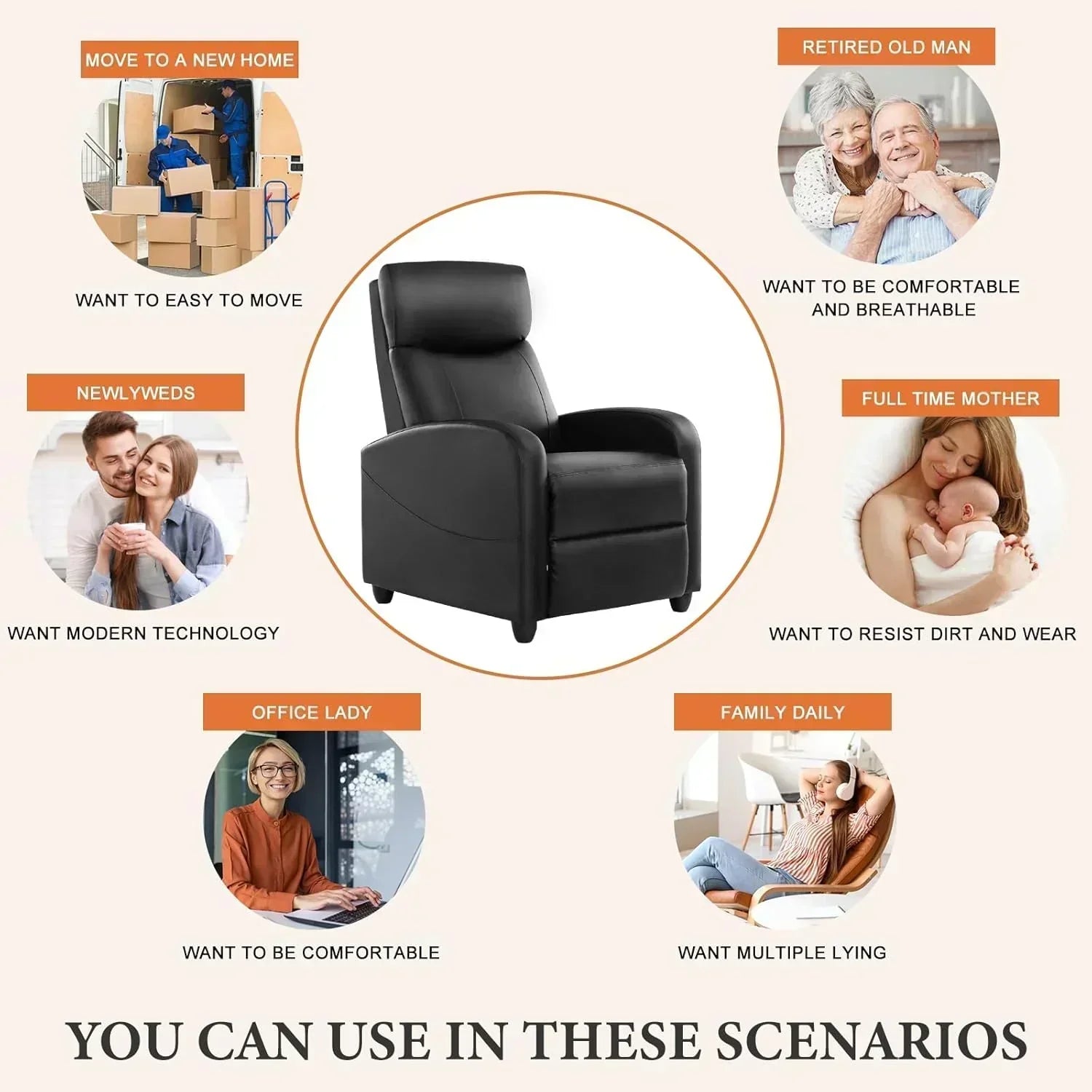 Adult massage recliner adjustable home theater seat modern fabric recliner wourant