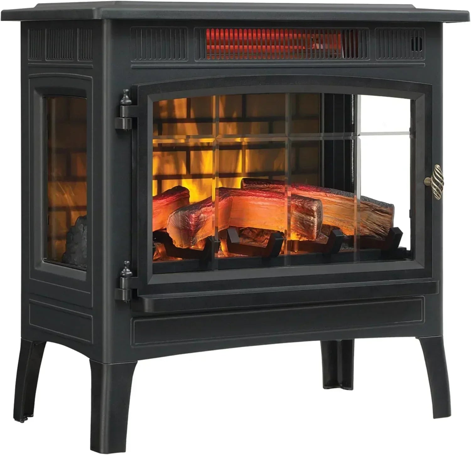 Freestanding Electric Fireplace Stove Heater with 3D Flame Effect for 1000 Sq. Ft wourant
