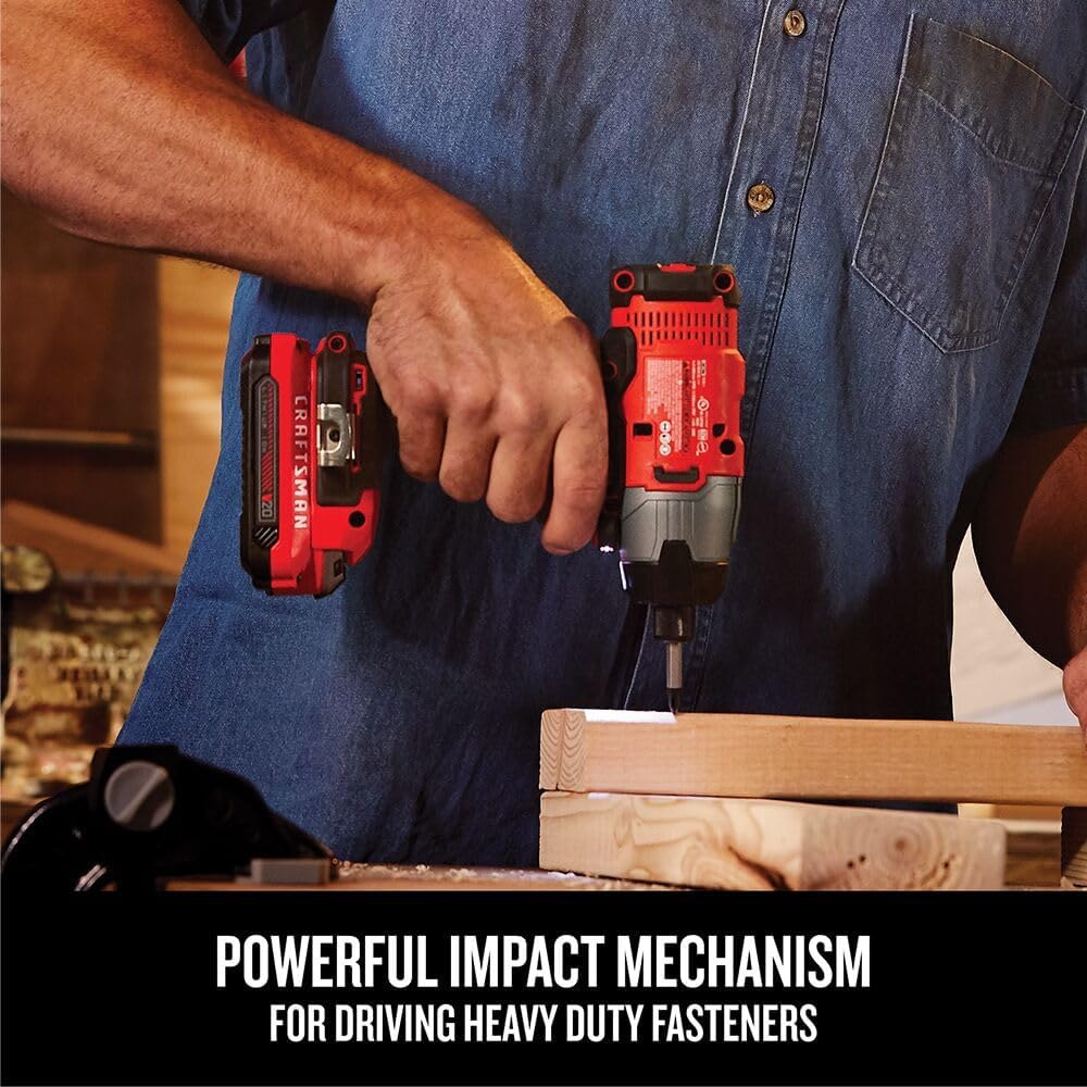 20V MAX Impact Driver Kit 1/4 Inch 2,800 RPM LED Work light Battery and Charger Included wourant