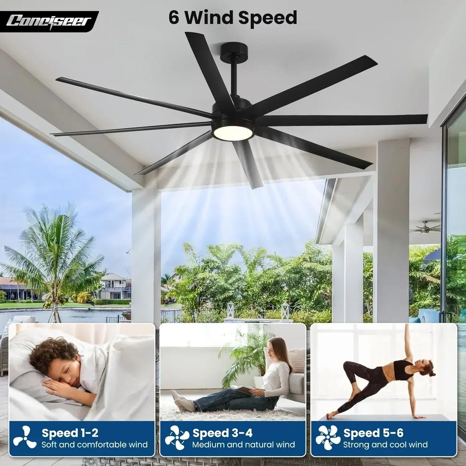 Modern ceiling fan 72 inch bedroom living room library cafe outdoor/industrial wourant
