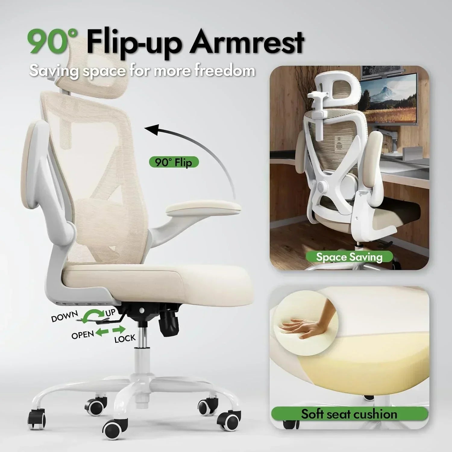 Office computer desk and chair gaming chair with lumbar support and headrest wourant