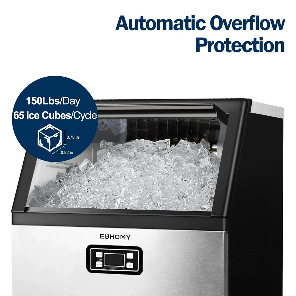 EUHOMY Commercial Ice Maker Machine 100lbs/24H Stainless Steel Under Counter ice Machine wourant