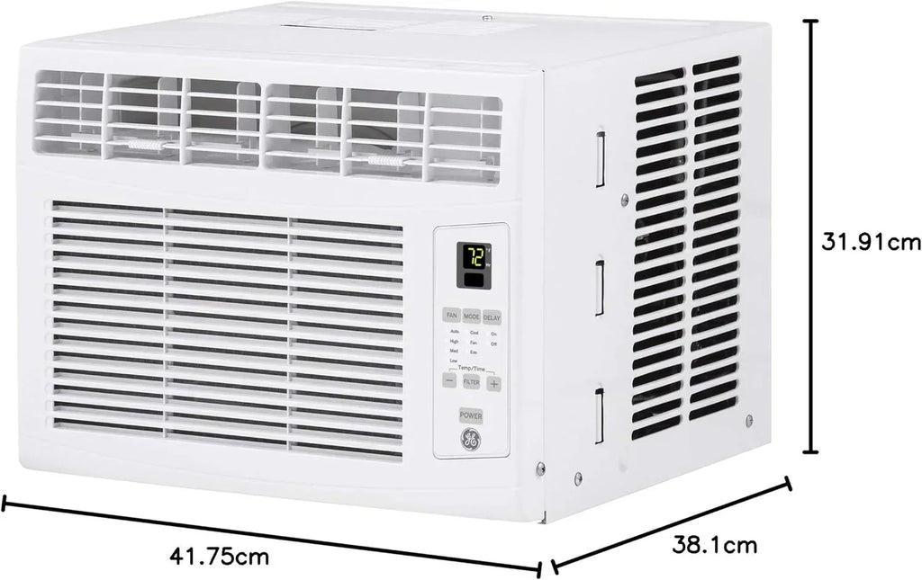 GE Window Air Conditioner Unit 5,000 BTU for Small Rooms up to 150 sq ft Manual Adjustable Fan wourant