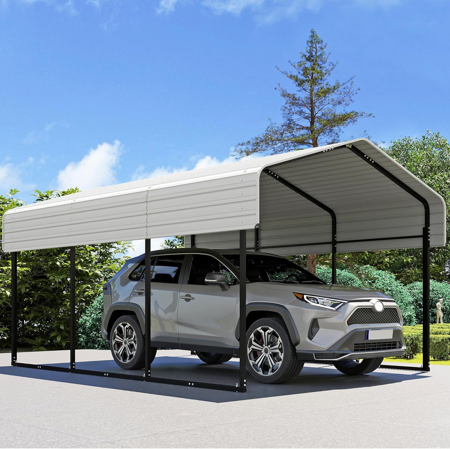 10'x15' Heavy Duty Metal Carport Outdoor Garage Car Shelter Shade with Heavier Frame wourant