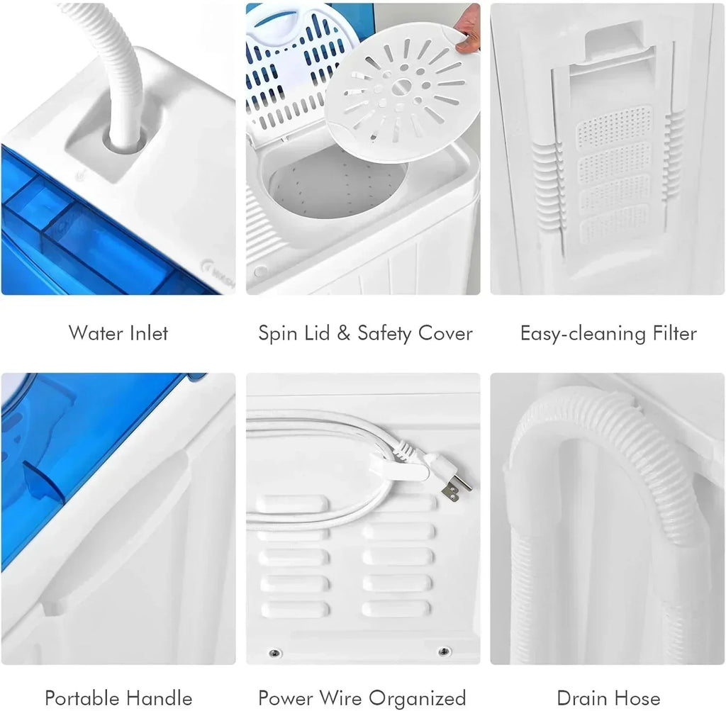 COSTWAY Double Tub 26 lb Capacity Laundry 18 lb 8 lb Spin Combo Drain Pump Washing Machine wourant