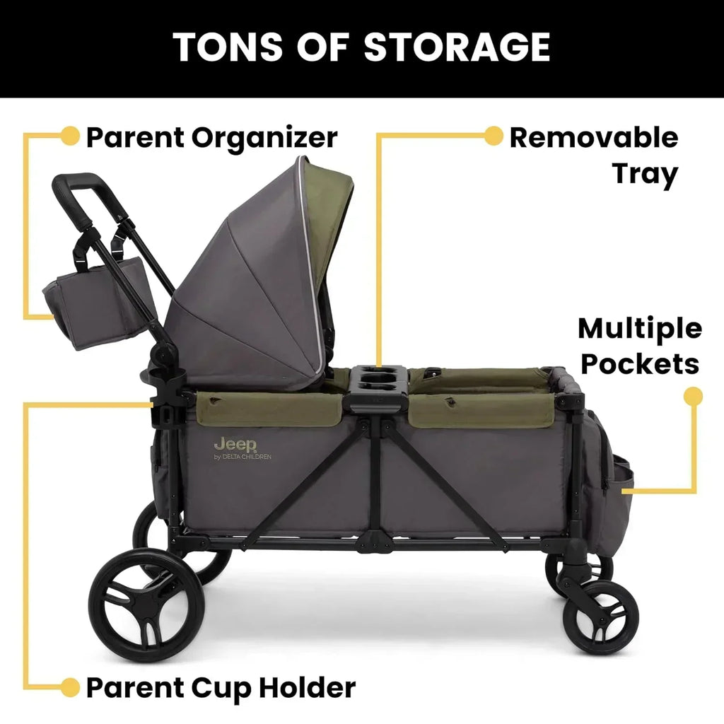 Jeep Sport All-Terrain Stroller Wagon by Delta Children Includes Canopy Parent Organizer wourant