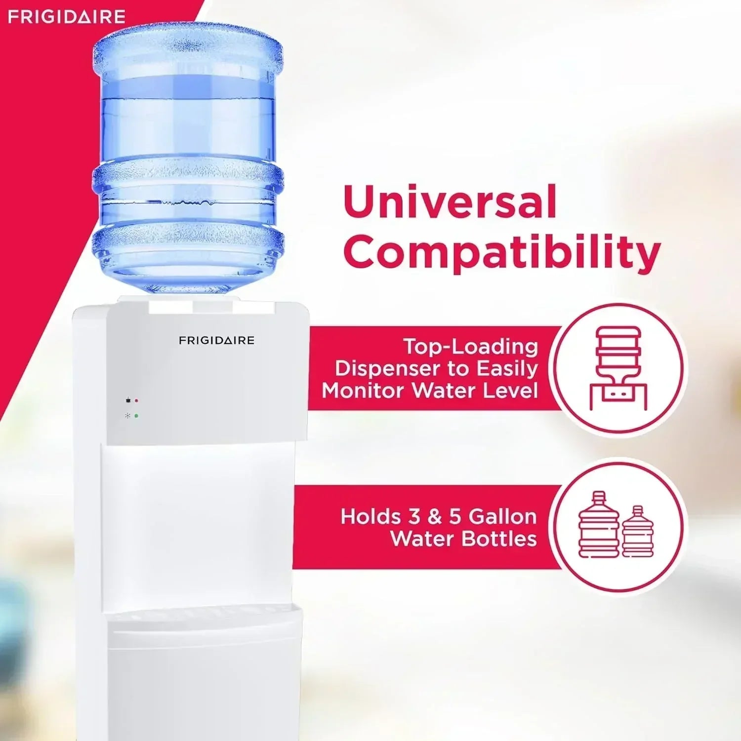 Frigidaire EFWC498 Top Loading Cooler Dispenser Hot & Cold Water Child Safety Lock Innovative Slim wourant