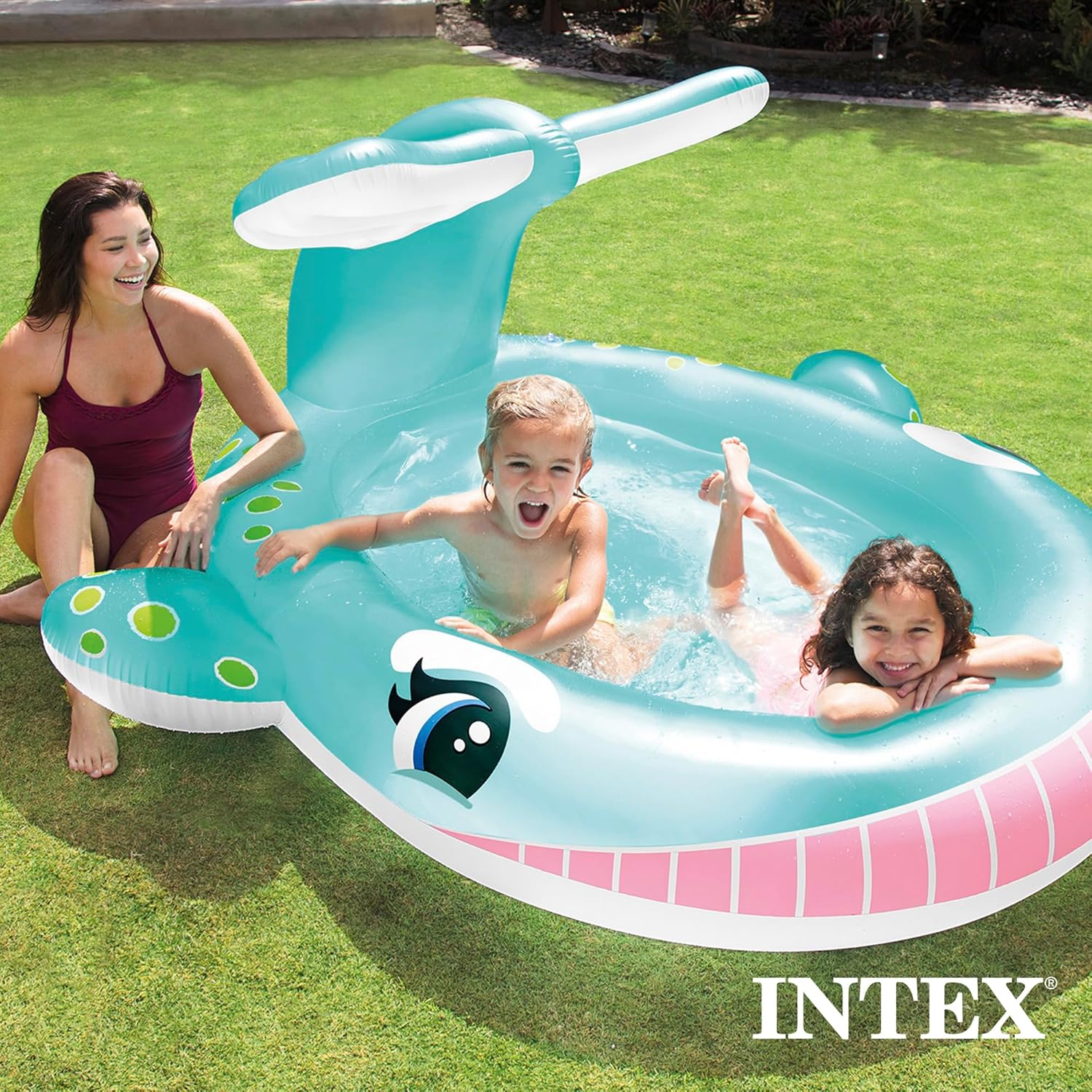 Intex 96" x 78" x 28" Inflatable Jungle Adventure Play Center Spray Kiddie Pool Water Slide wourant