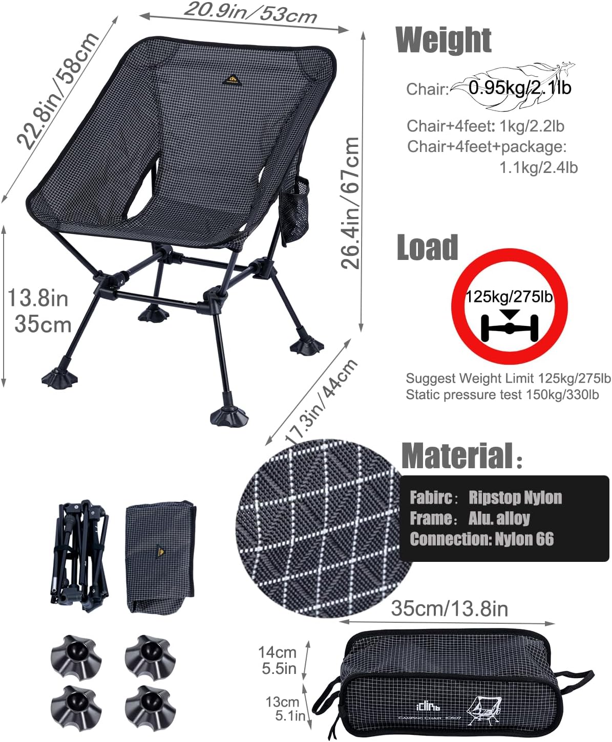 Ultralight Compact Camping Folding Beach Chair wourant