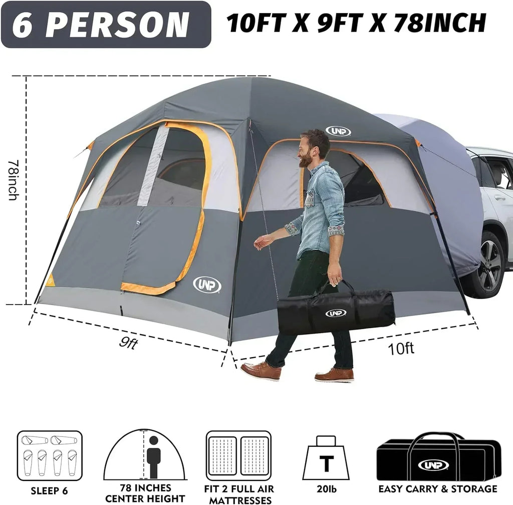 SUV Tent for Camping 6-Person SUV Tailgate Tent - Easy Set Up with Rainfly wourant