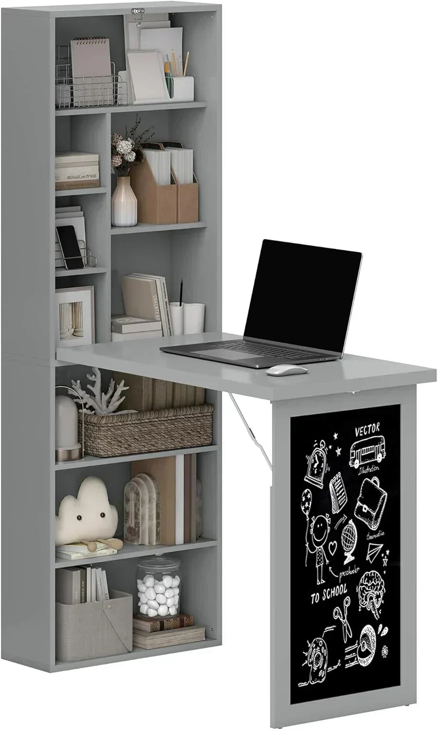 Folding convertible writing desk wall mounted desk cabinet multifunctional home workstation wourant