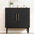 Free Standing Cabinet Black Wood for Living Room Bedroom Dining Room Hallway wourant