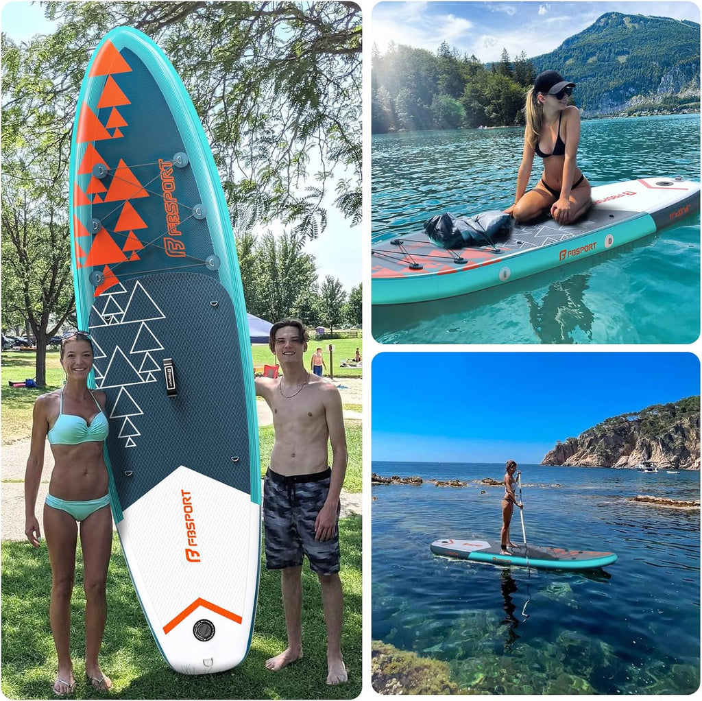 FBSPORT 11' Premium Stand Up Paddle Board Yoga Board with Durable SUP Accessories Carry Bag wourant