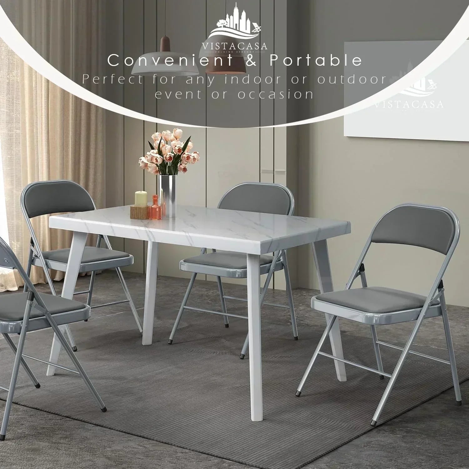 6 Pack Black Folding Chairs with Leather Chairs Events Office Wedding Party Upholstered Chairs wourant