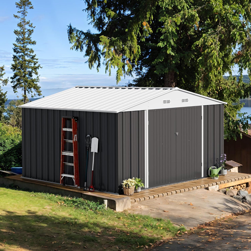 Devoko Outdoor Storage Shed Lockable Metal Garden Shed Steel Anti-Corrosion Storage House wourant