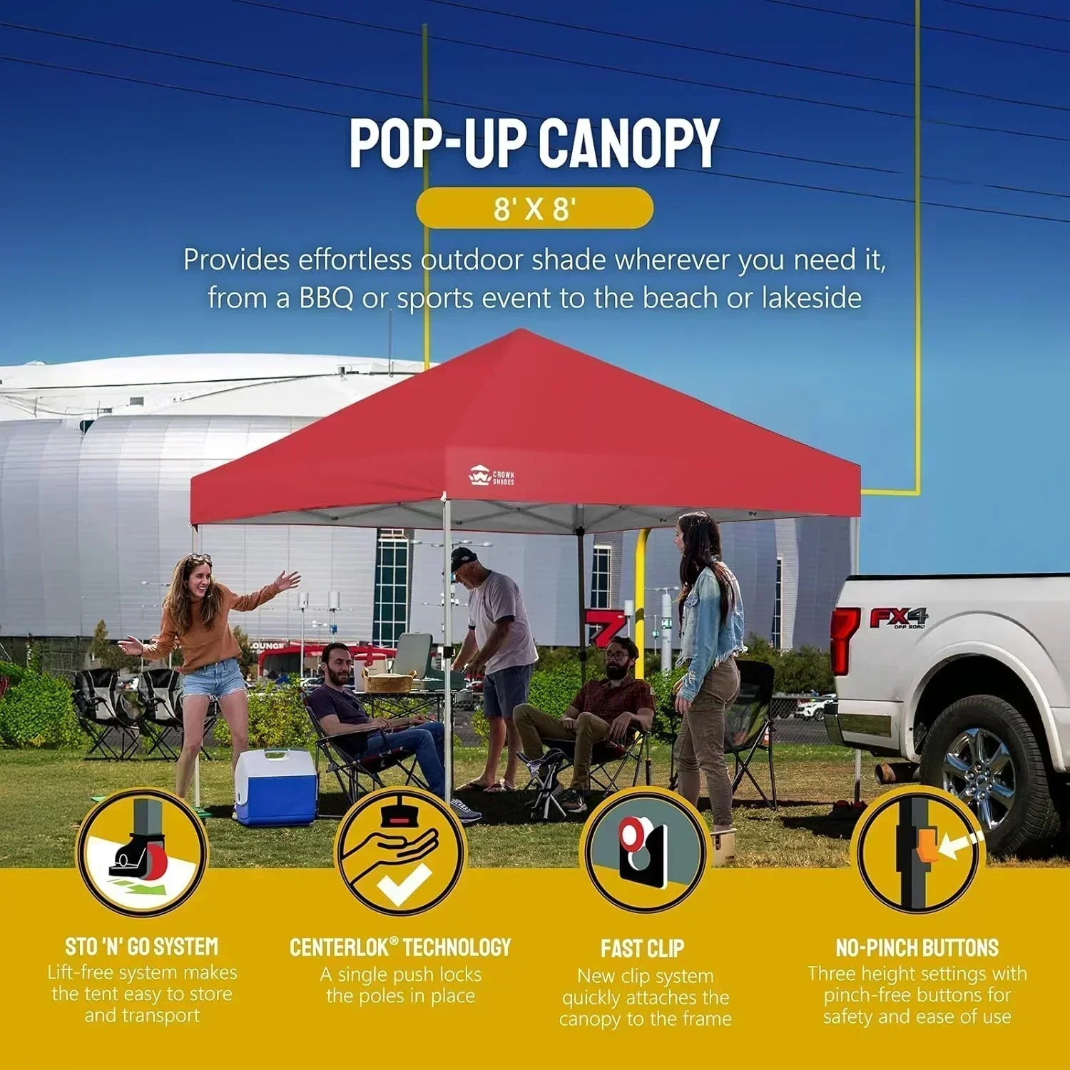 10x10 Pop-Up Awning One-Click Installation Beach Tent Outdoor Sunshade Silver Coated Top wourant