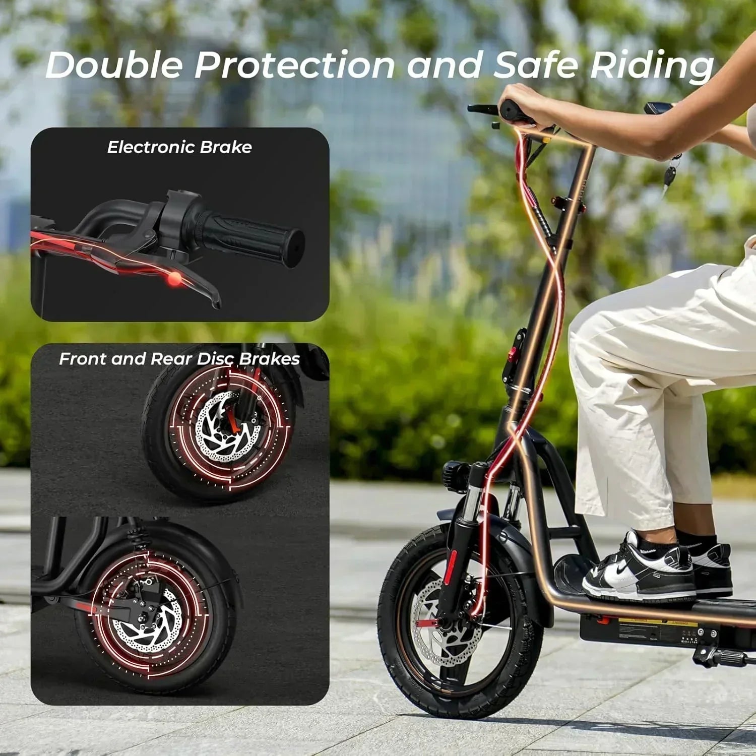 iScooter electric scooter with seat 28/19/15.6 mph top speed dual suspension scooter wourant