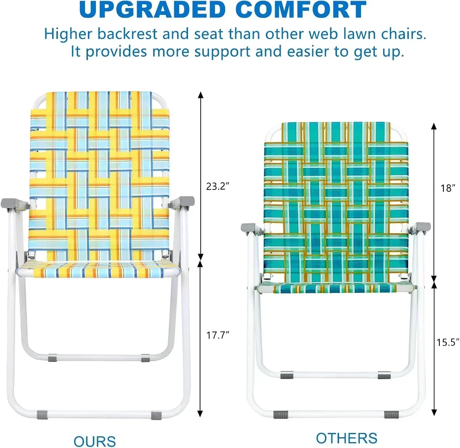VINGLI Patio Lawn Webbed Folding Chairs Set of 2 Outdoor Beach Portable Lawn Chair wourant