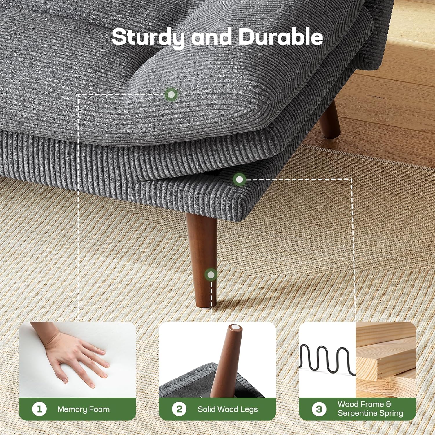 Futon Sofa Bed Futon Sofa Adjustable Back Armrests Converts to Small Sleeper Sofa Bed wourant