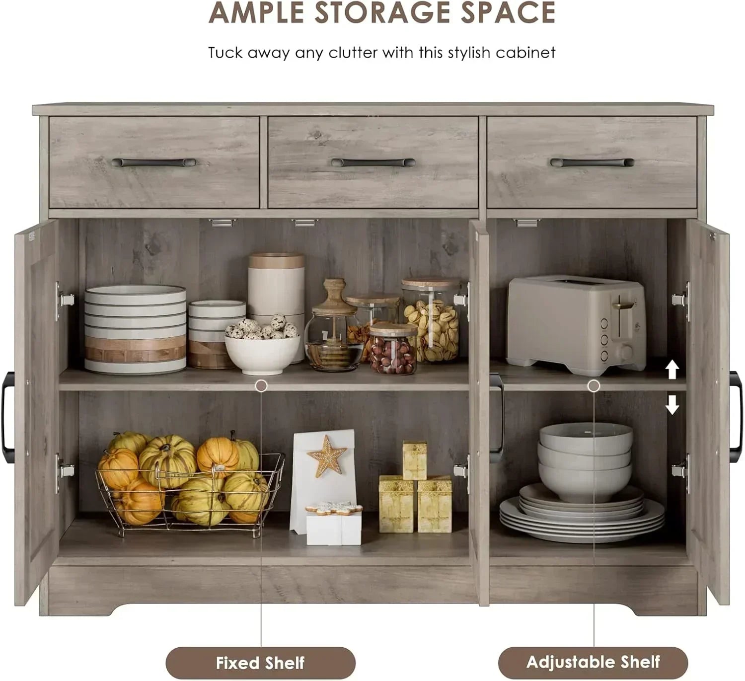 Modern farmhouse sideboard barn door buffet storage cabinet with drawers and shelves wourant