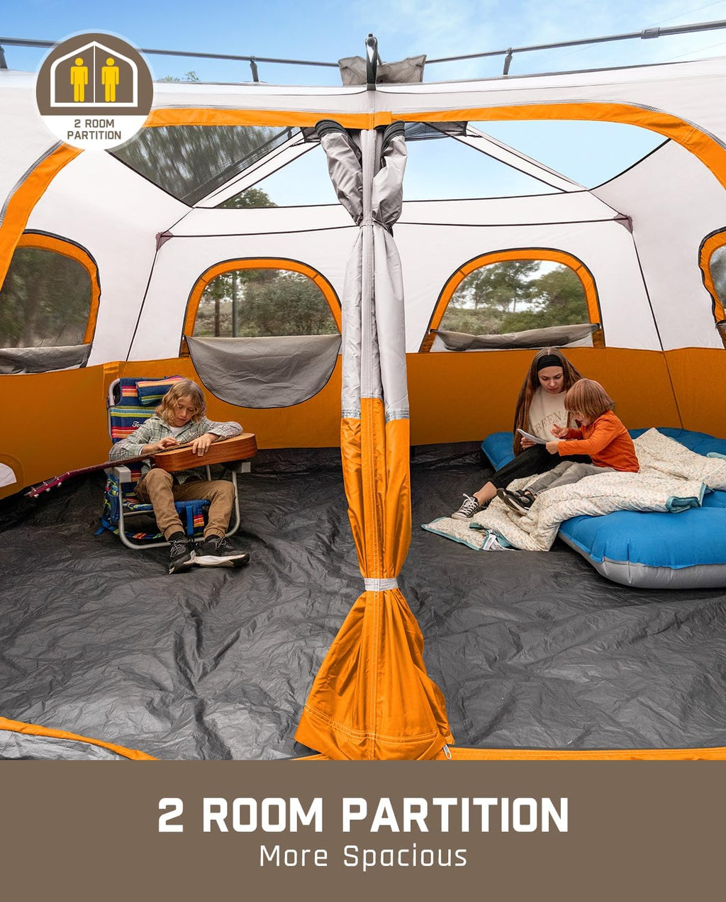 Portable camping tent for 4/6/8/10 people with instant cabin and rainproof and windproof wourant