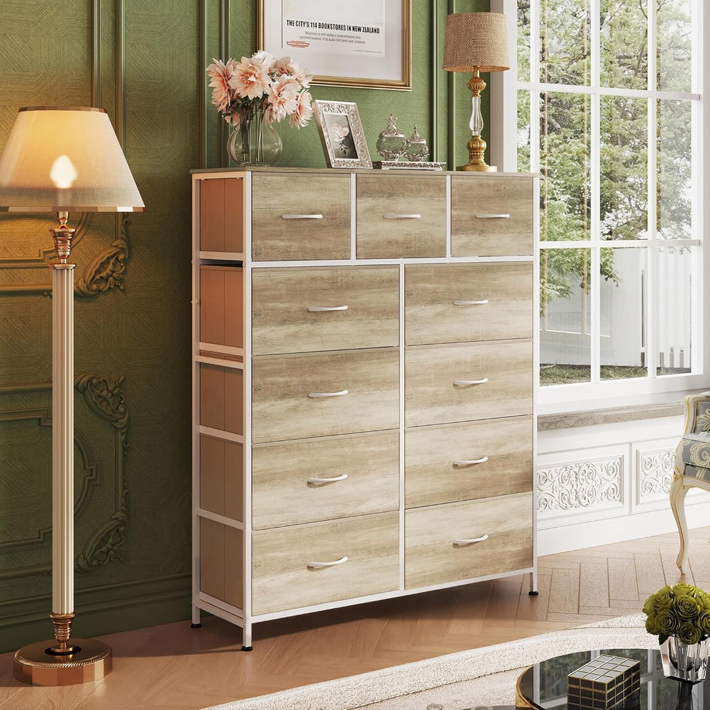Storage Organizer Unit 11 Fabric Bins Storage Drawers Organizer Steel Frame Tall Storage Tower wourant
